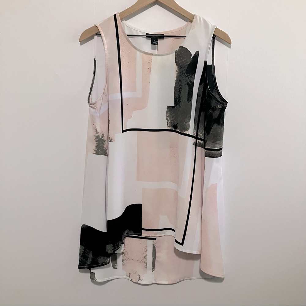 Alfani Abstract Print Pink and Black Sleeveless Top Size 10